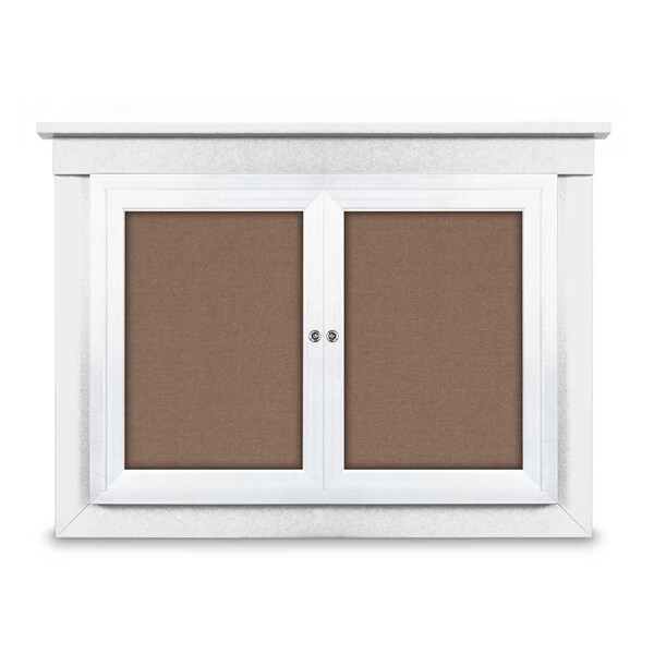 60"x36" 2-Door Enclosed Letterboard, Header, Black Vinyl/Walnut